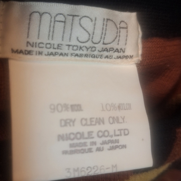 Vintage 80's Matsuda Nicole Tokyo  Very Rare Wool Funnel Neck Sweater Size M - Picture 7 of 8